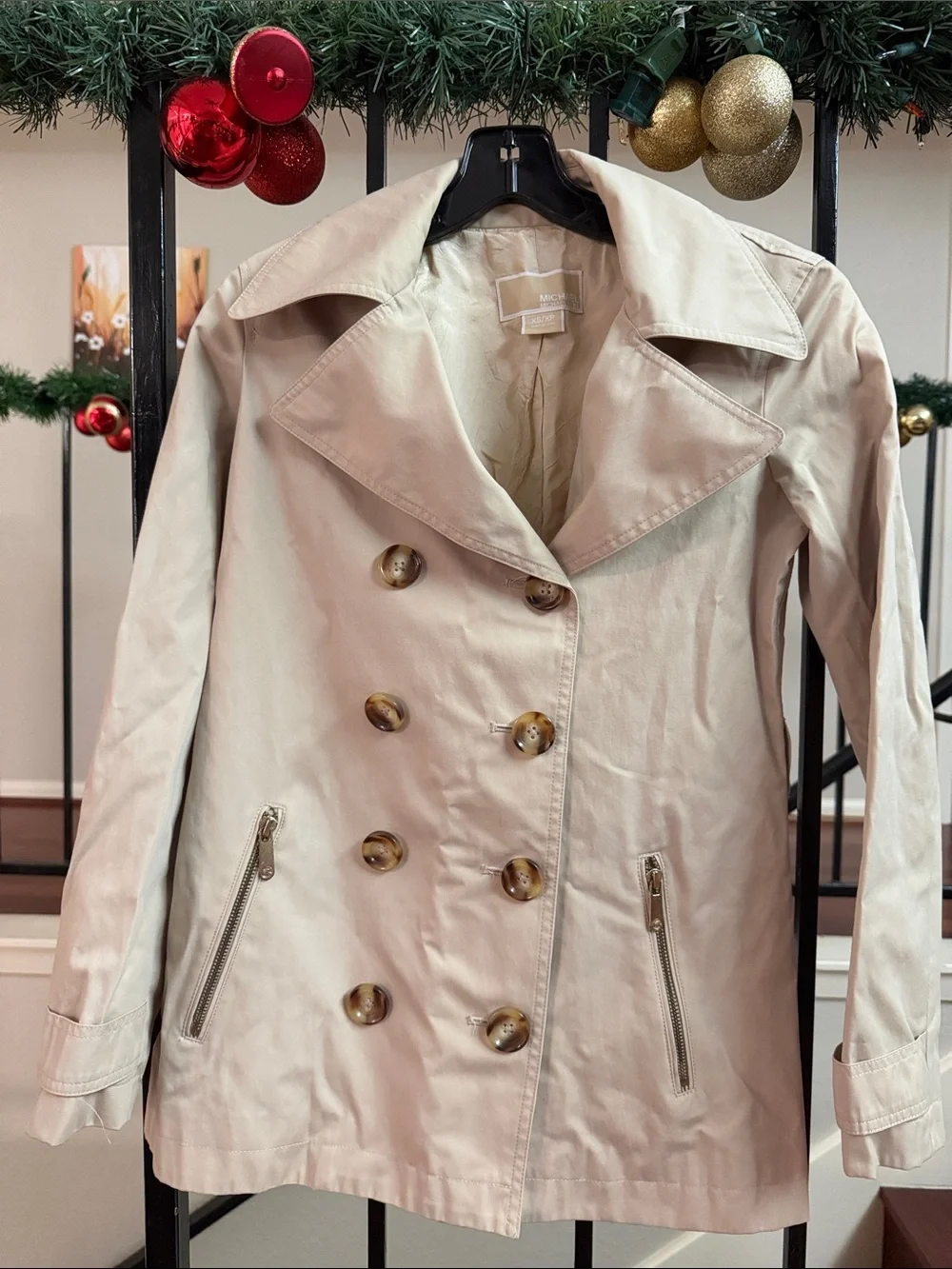 Light Beige Double-Breasted Women’s Trench Coat